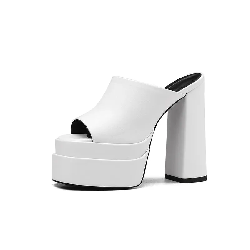 Amozae-New style square head open toe waterproof platform in summer wear fashionable slippers outside with thick heels