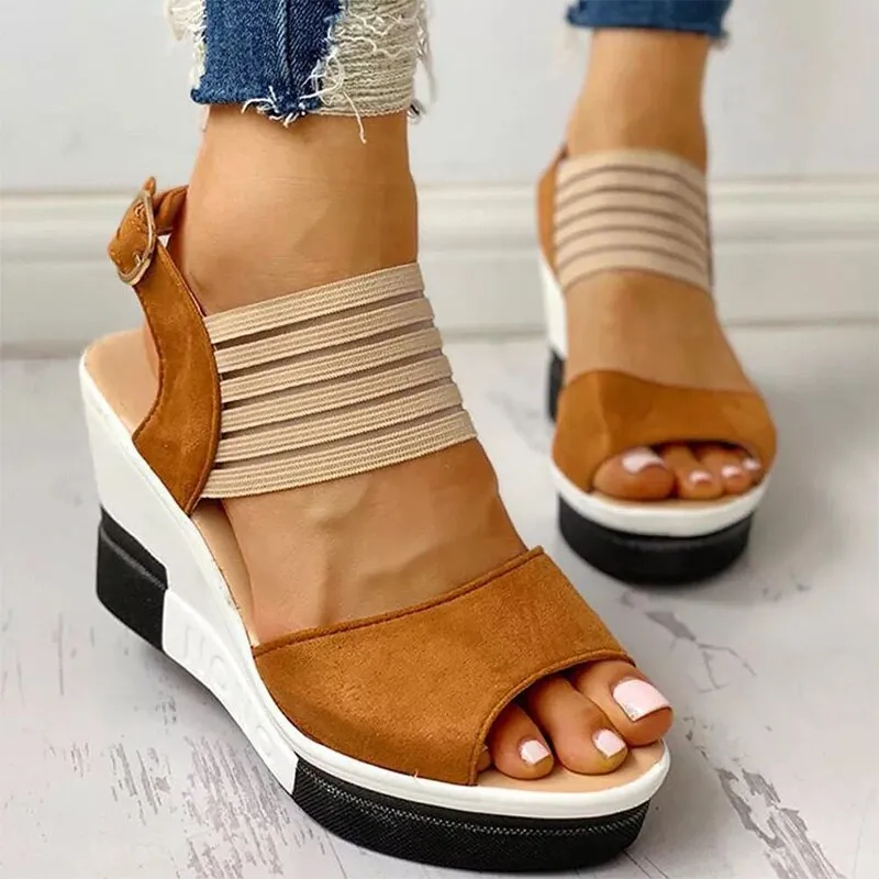 Amozae-New Women Sandals  Summer Wedges High Heels Light Fashion Ladies Peep Toe Wear-resistant Woman Wedding Party Shoes 2024 Mujer