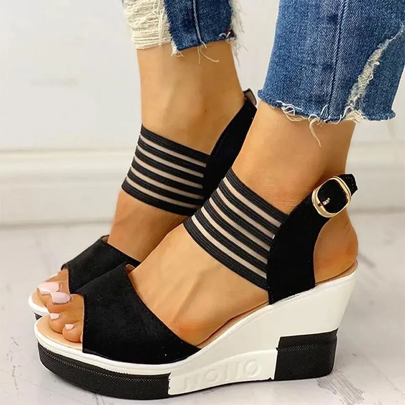 Amozae-New Women Sandals  Summer Wedges High Heels Light Fashion Ladies Peep Toe Wear-resistant Woman Wedding Party Shoes 2024 Mujer