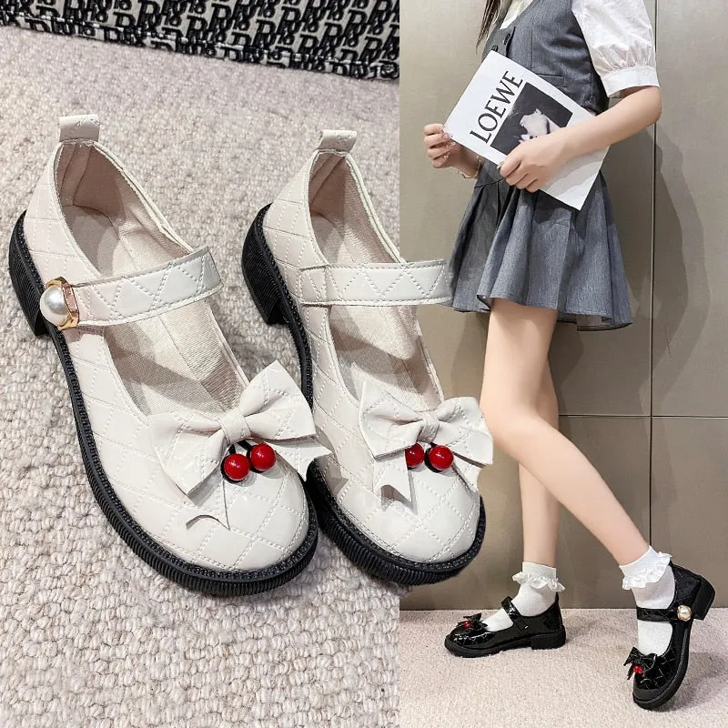 Amozae  Original Lolita shoes Japanese sweet and cute JK single shoes bow small leather shoes thick-soled 3CM women's shoes