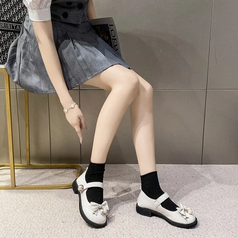 Amozae  Original Lolita shoes Japanese sweet and cute JK single shoes bow small leather shoes thick-soled 3CM women's shoes