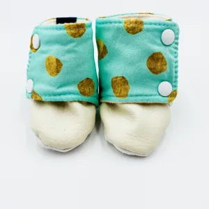 Baby Booties (Gold Dots Mint)