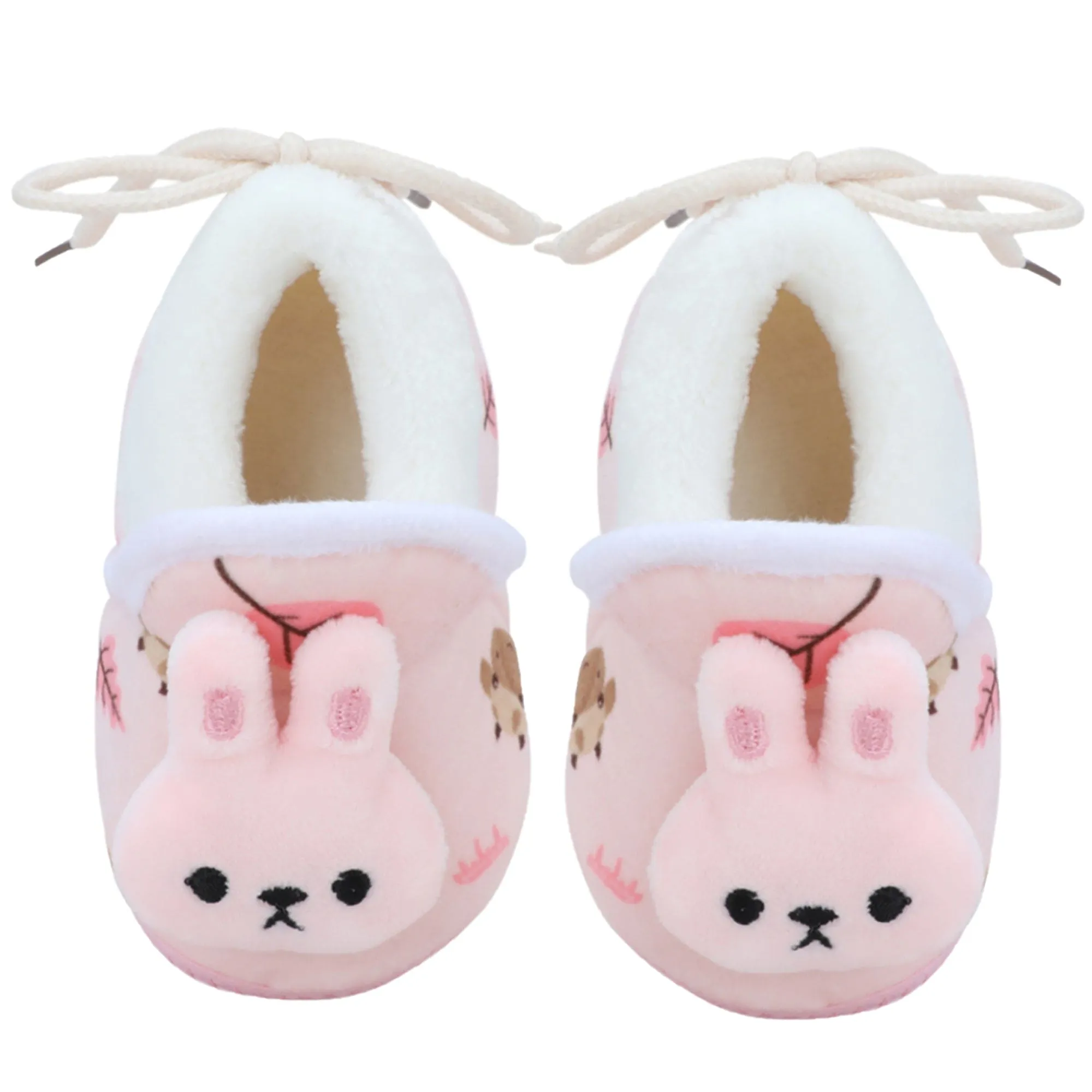 Baby Moo 3D Hunny Bunny Soft Slip-On Anti-Skid Plush Warm Booties - Peach