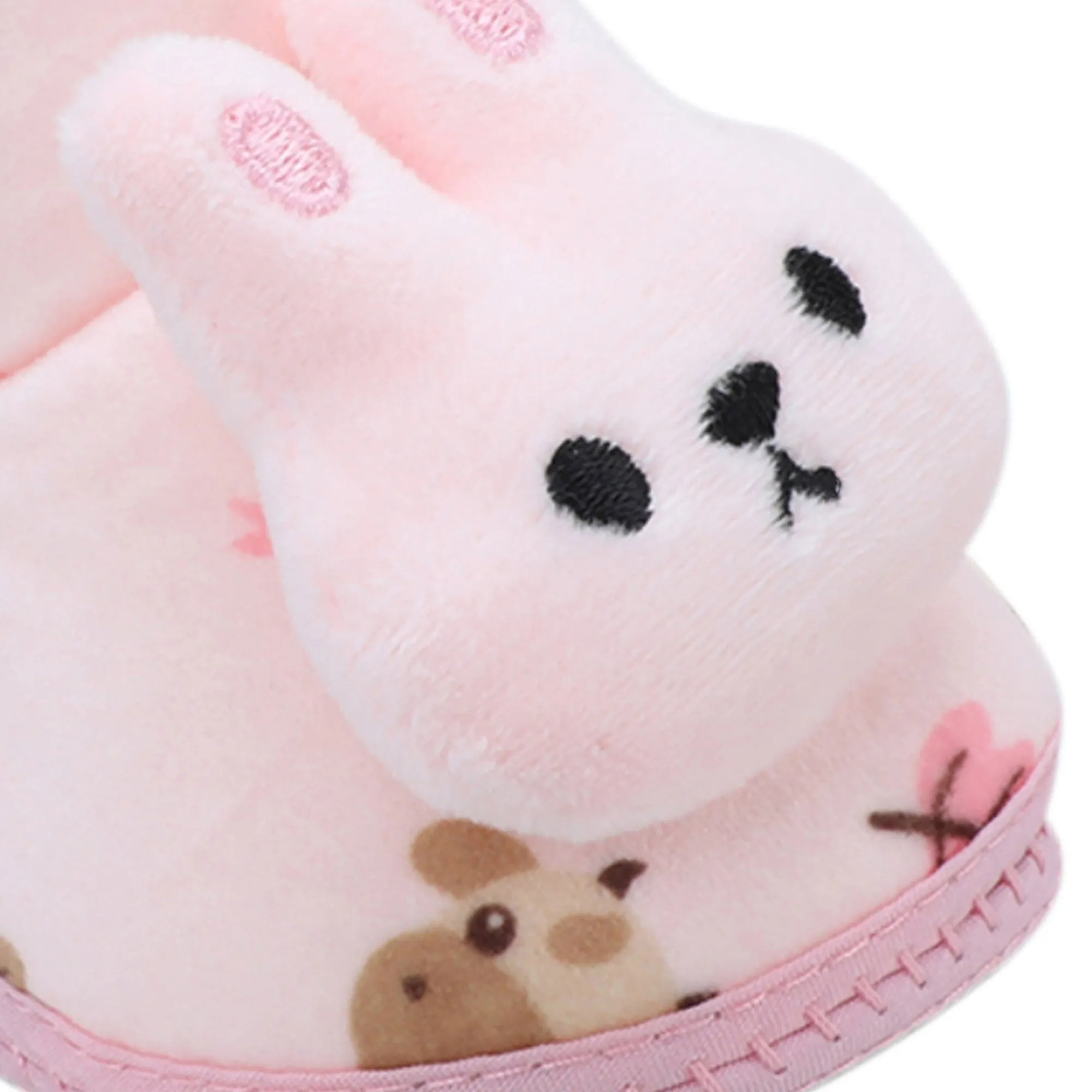 Baby Moo 3D Hunny Bunny Soft Slip-On Anti-Skid Plush Warm Booties - Peach