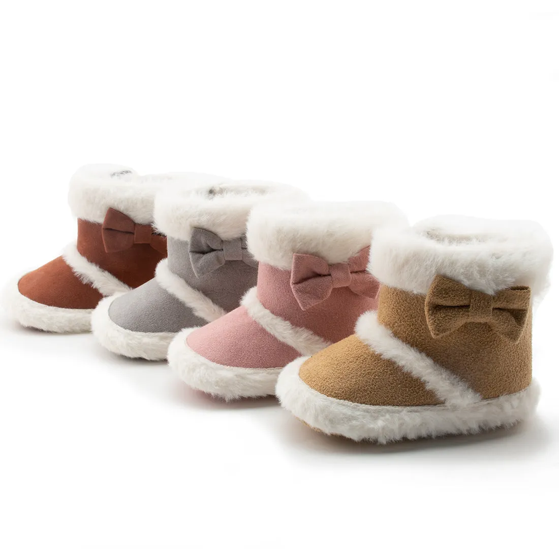 Baby Soft-Soled Toddler Bow Plush Boots Warm Boots