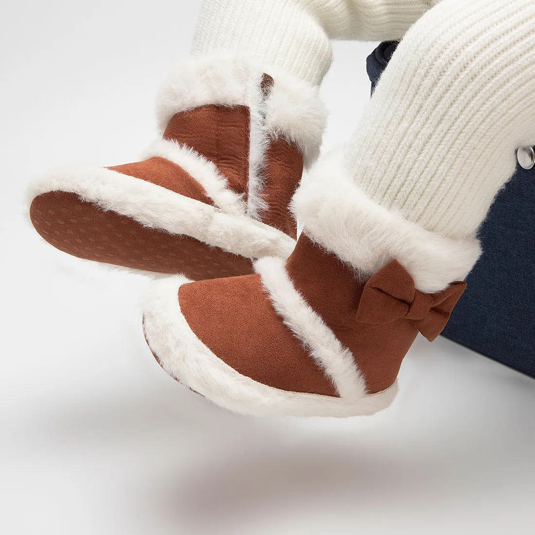 Baby Soft-Soled Toddler Bow Plush Boots Warm Boots