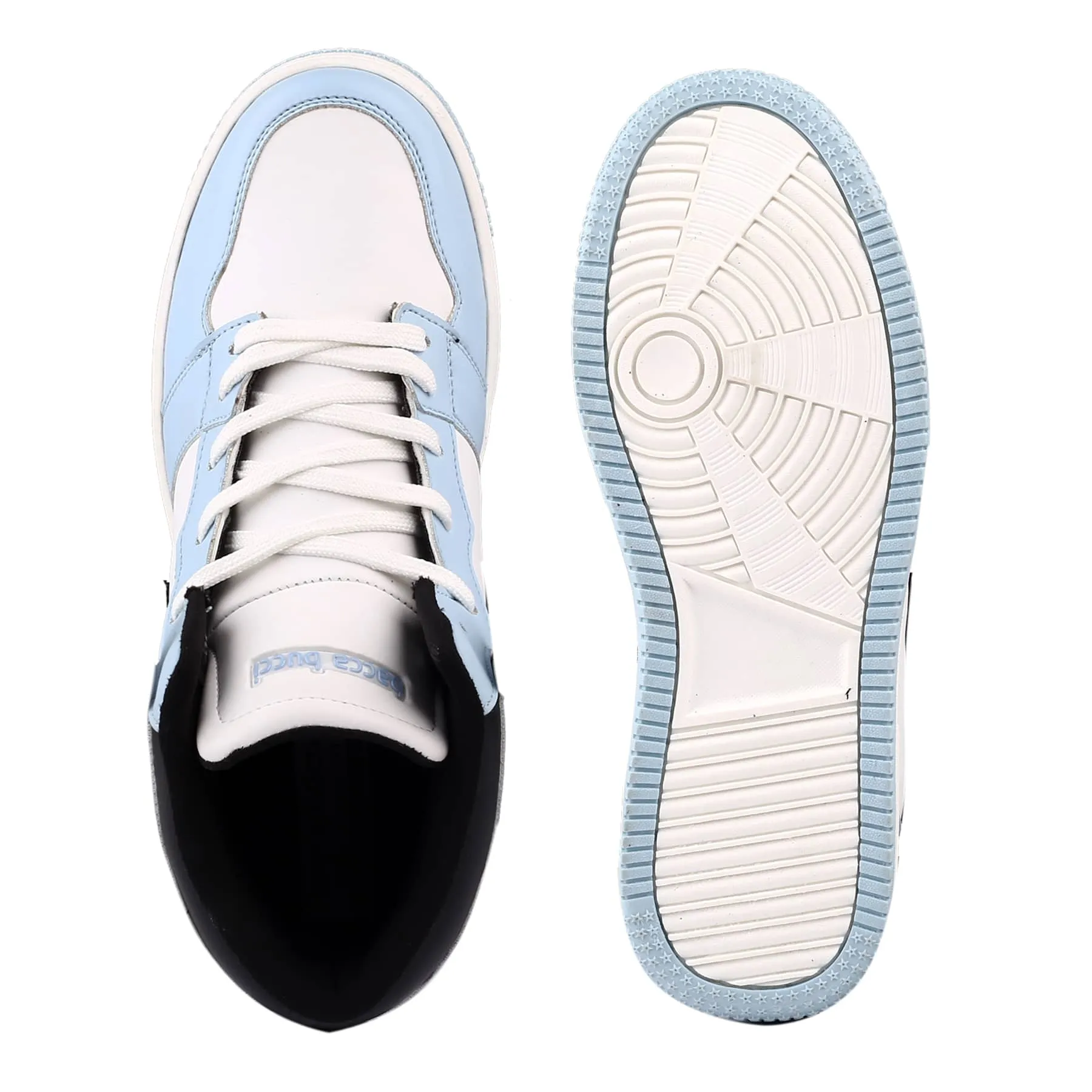 Bacca Bucci Femme High-Top Harmony Sneakers—Elegant Pastel Blue and Pink Women's Lace-Ups