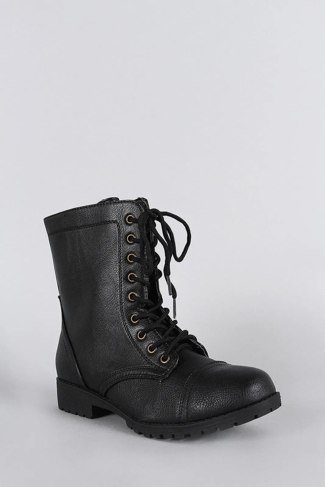 Bamboo Vegan Leather Combat Lug Booties