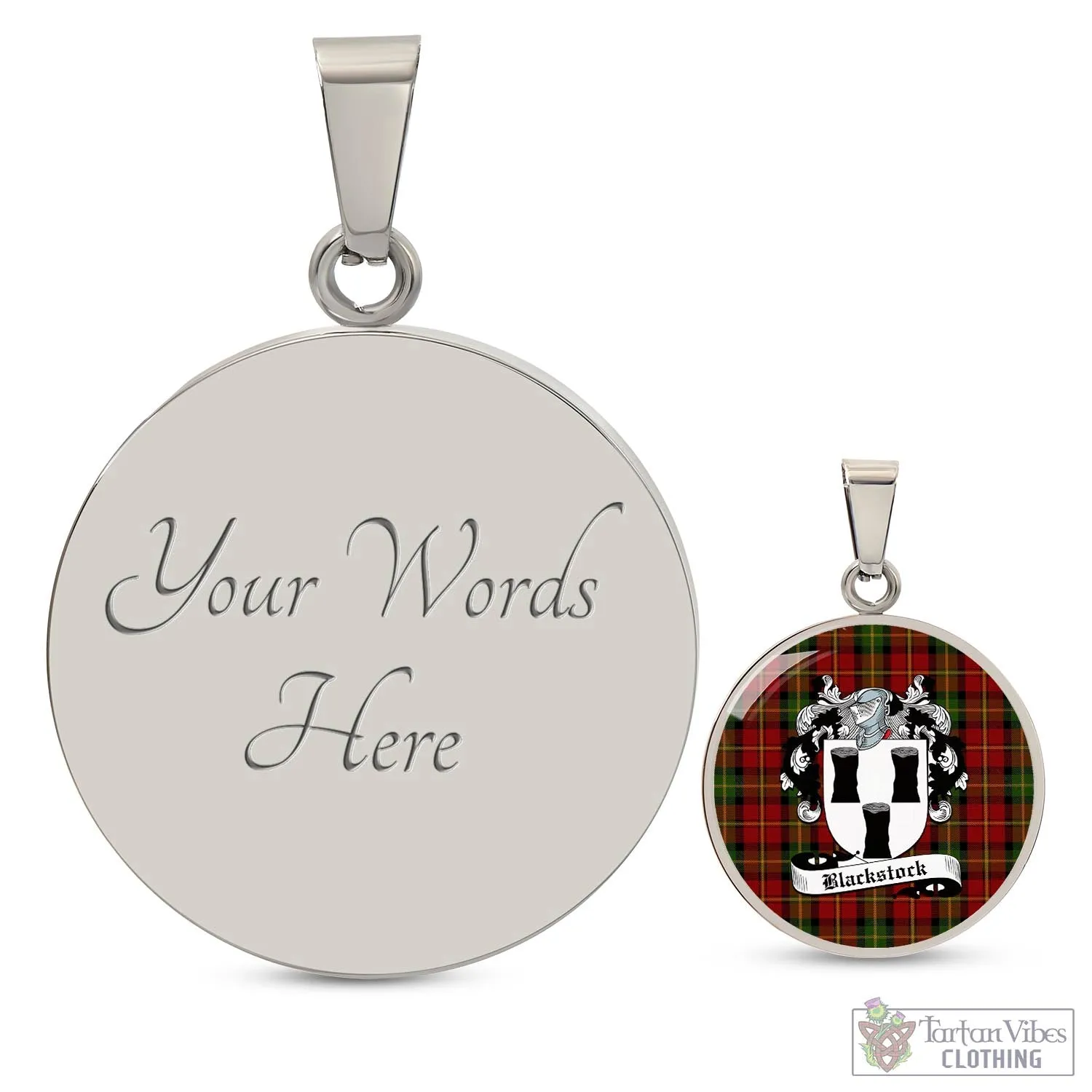 Blackstock Red Dress Tartan Circle Necklace with Family Crest