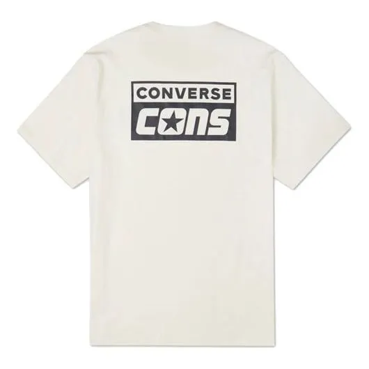 Converse Alphabet Logo Printing Retro Casual Short Sleeve Cream Yellow T-Shirt, White