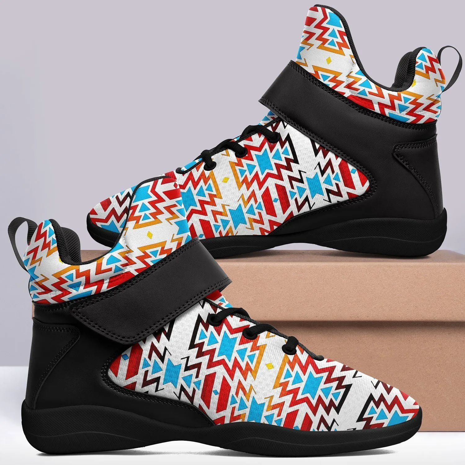 Fire Colors and Sky Ipottaa Basketball / Sport High Top Shoes - Black Sole