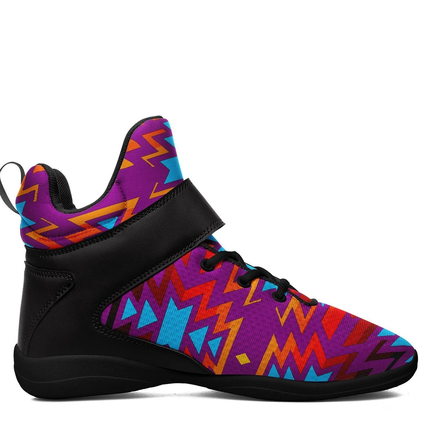 Fire Colors and Turquoise Purple Ipottaa Basketball / Sport High Top Shoes - Black Sole