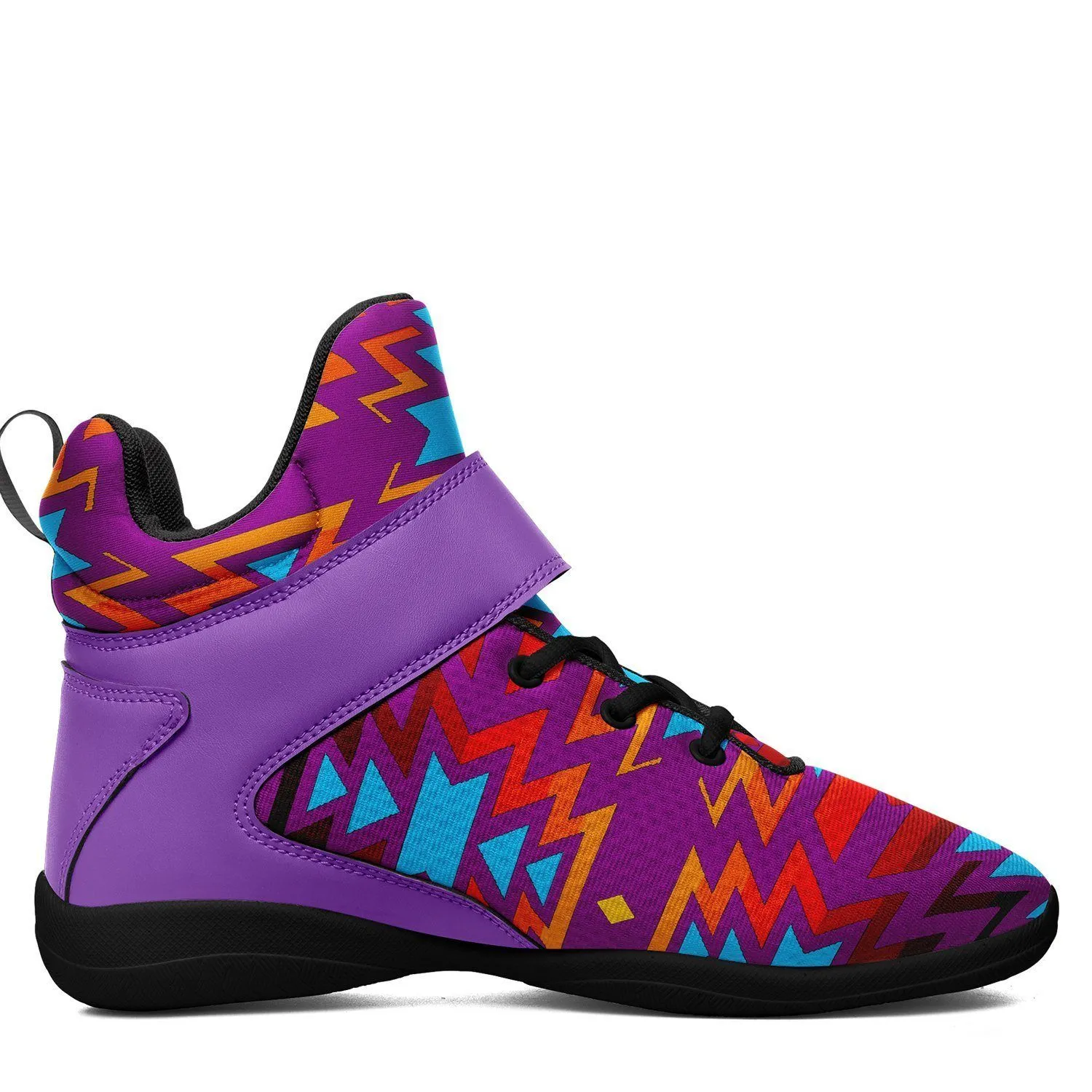 Fire Colors and Turquoise Purple Ipottaa Basketball / Sport High Top Shoes - Black Sole