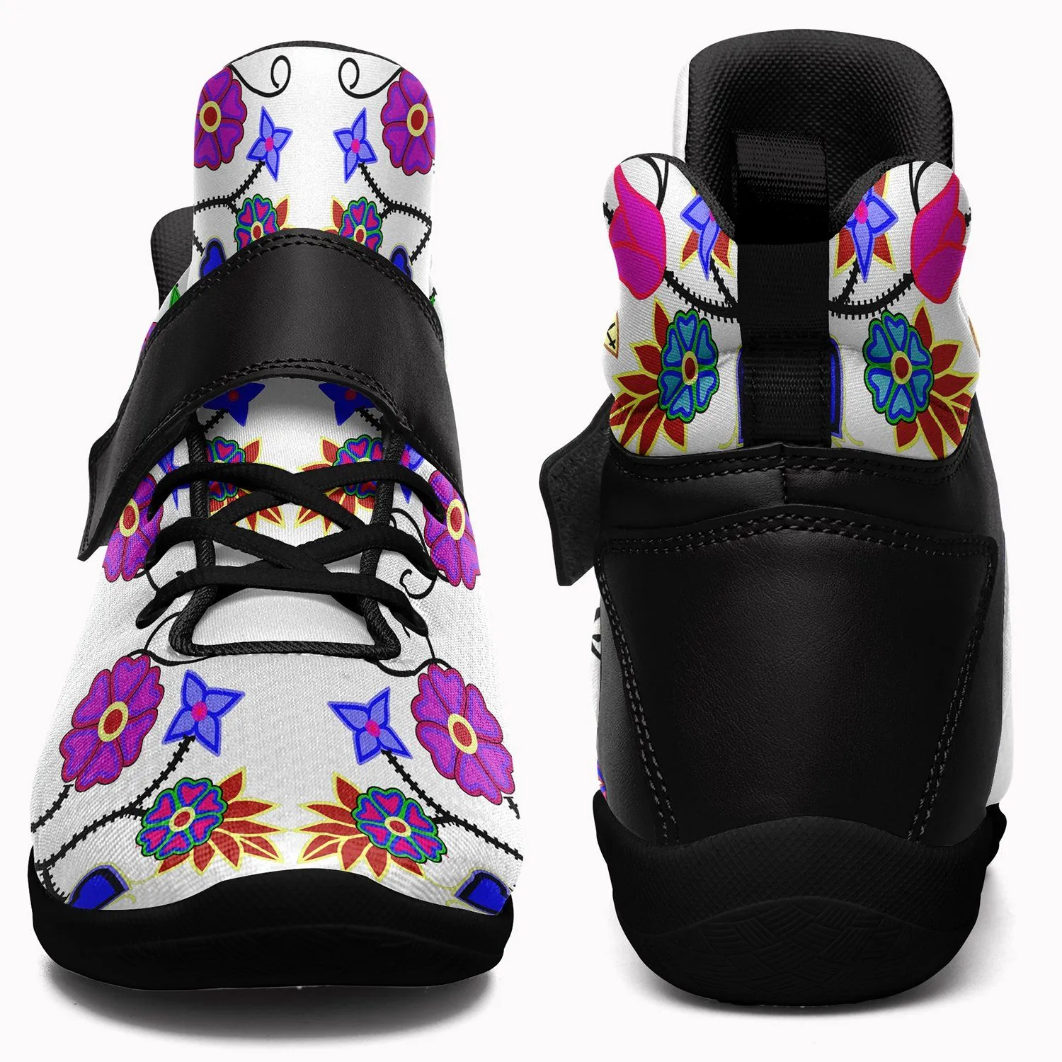 Floral Beadwork Seven Clans White Ipottaa Basketball / Sport High Top Shoes