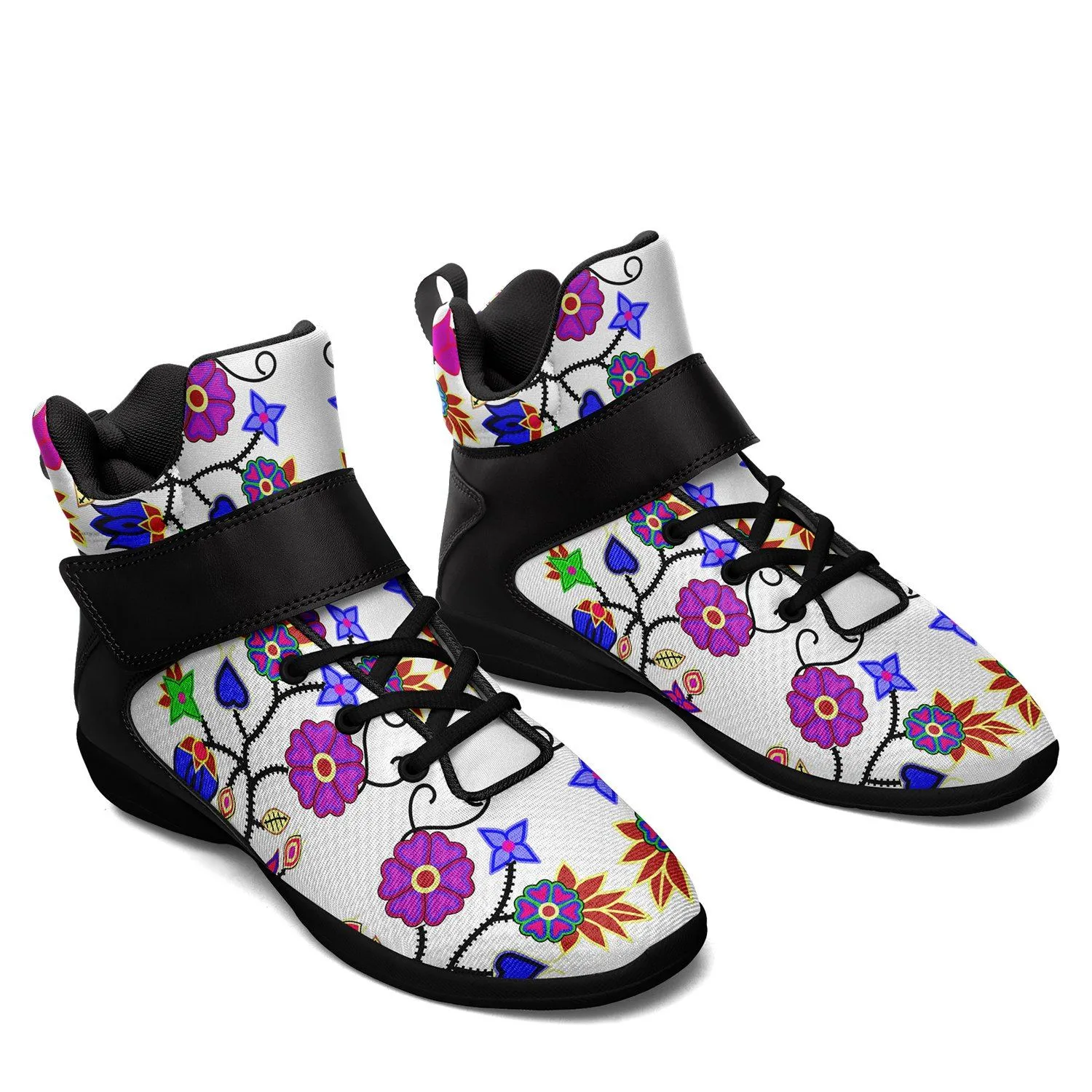 Floral Beadwork Seven Clans White Ipottaa Basketball / Sport High Top Shoes