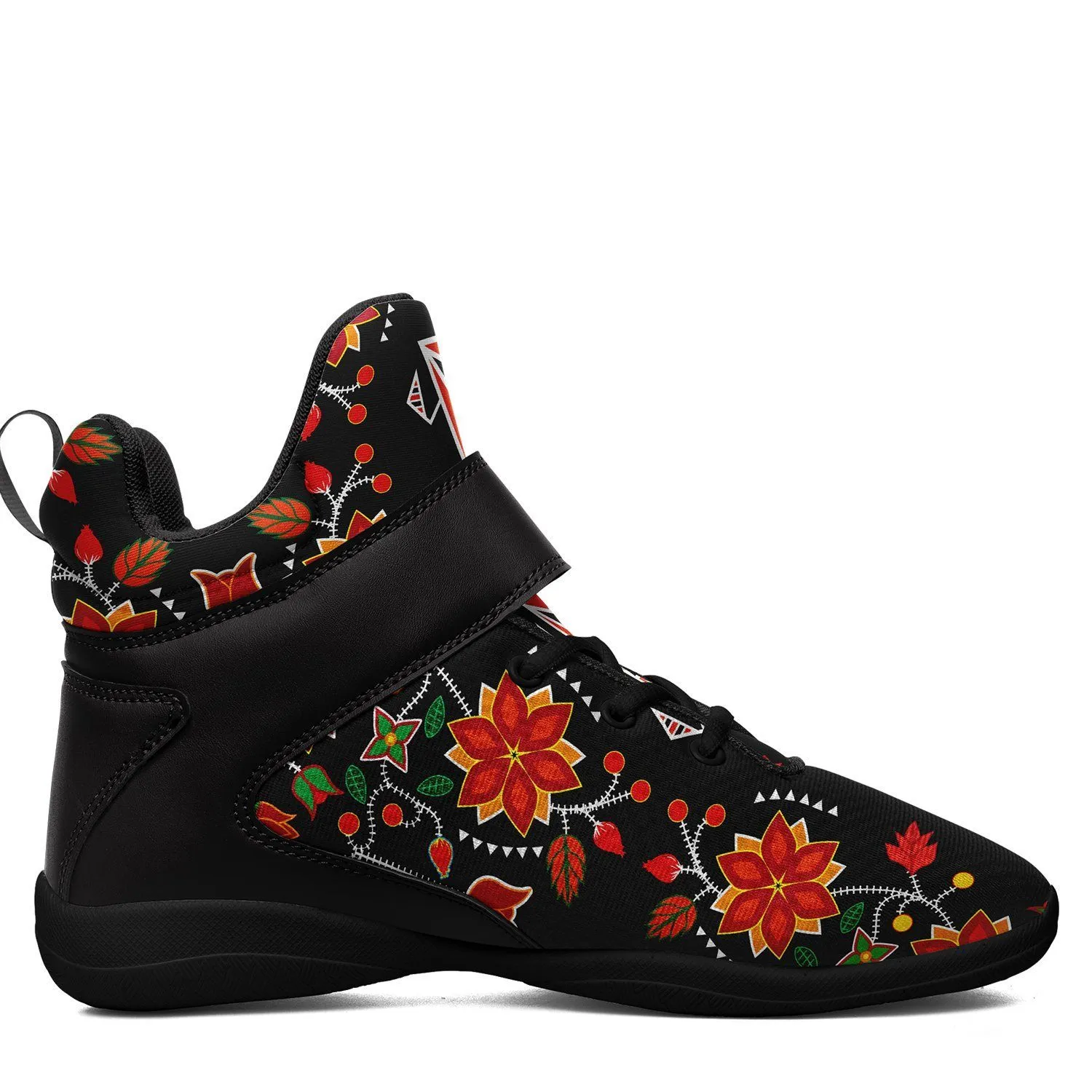 Floral Beadwork Six Bands Ipottaa Basketball / Sport High Top Shoes - Black Sole