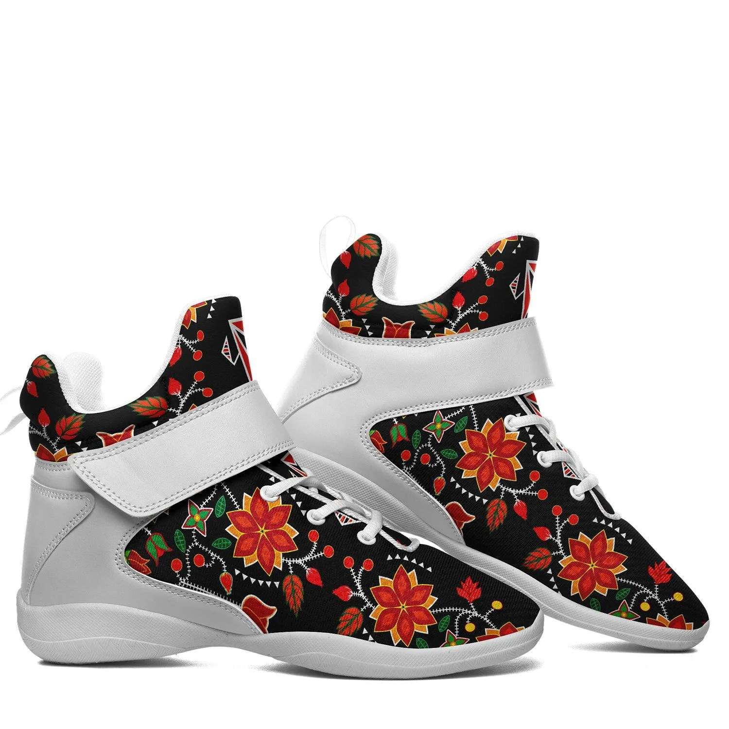 Floral Beadwork Six Bands Ipottaa Basketball / Sport High Top Shoes