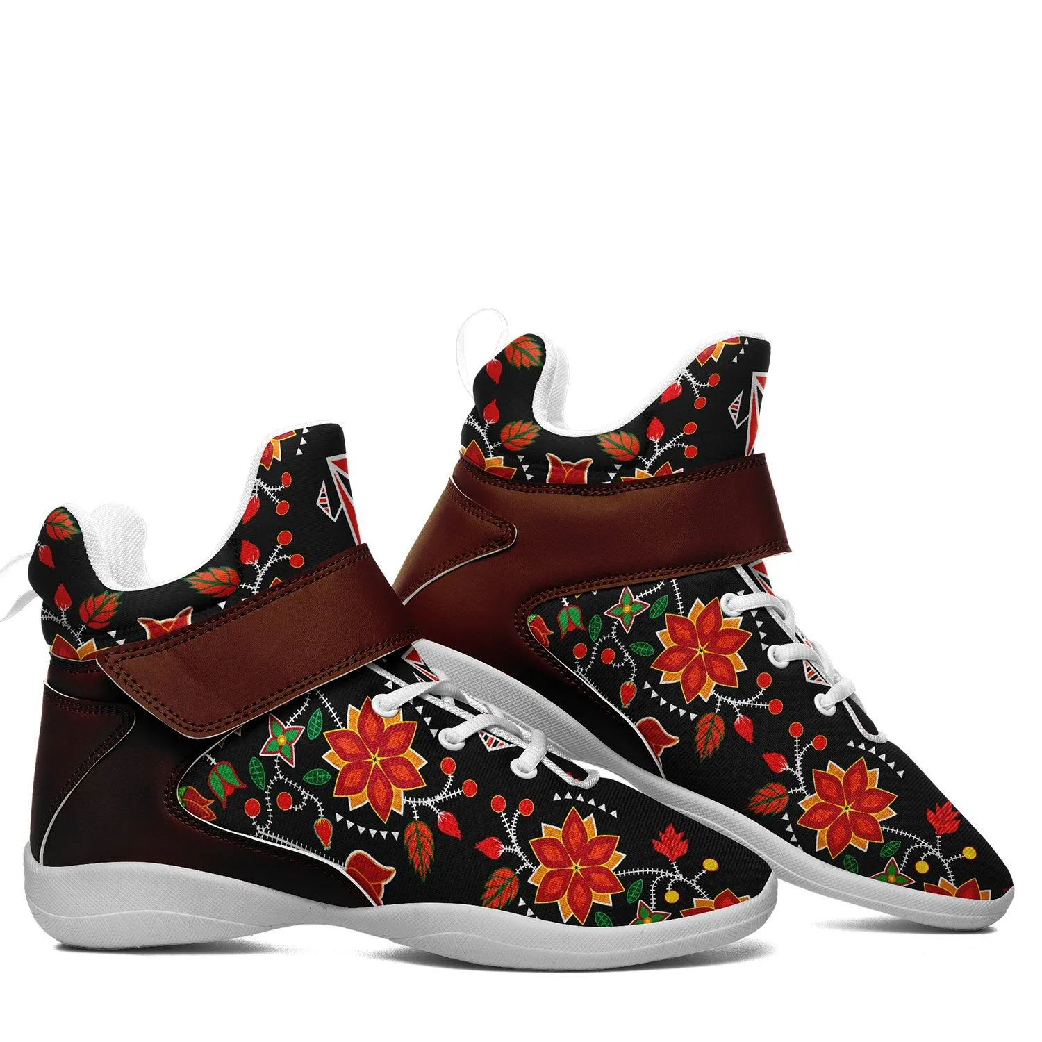 Floral Beadwork Six Bands Ipottaa Basketball / Sport High Top Shoes