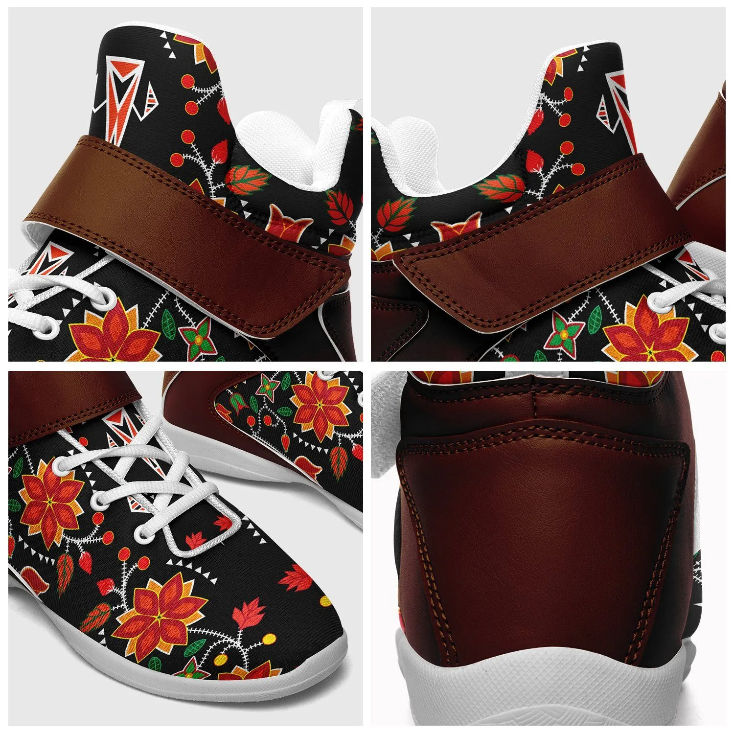 Floral Beadwork Six Bands Ipottaa Basketball / Sport High Top Shoes