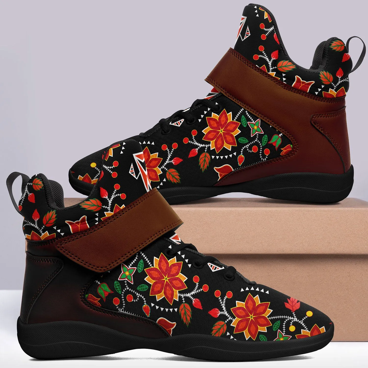 Floral Beadwork Six Bands Ipottaa Basketball / Sport High Top Shoes