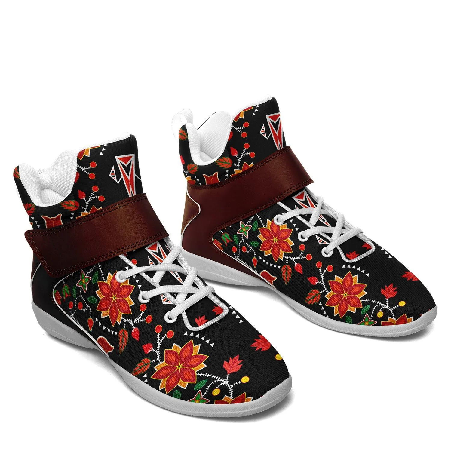 Floral Beadwork Six Bands Ipottaa Basketball / Sport High Top Shoes