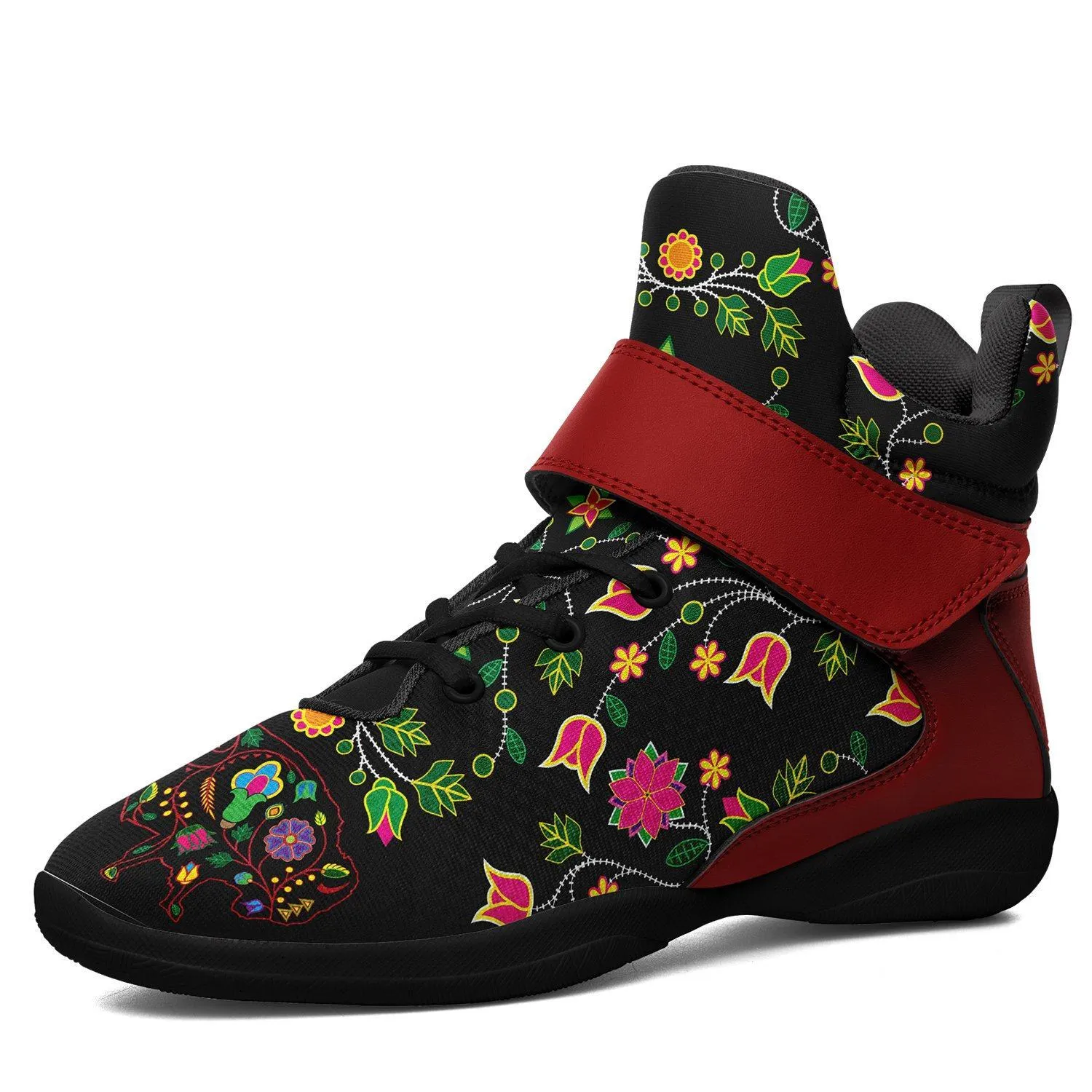 Floral Buffalo Ipottaa Basketball / Sport High Top Shoes - Black Sole