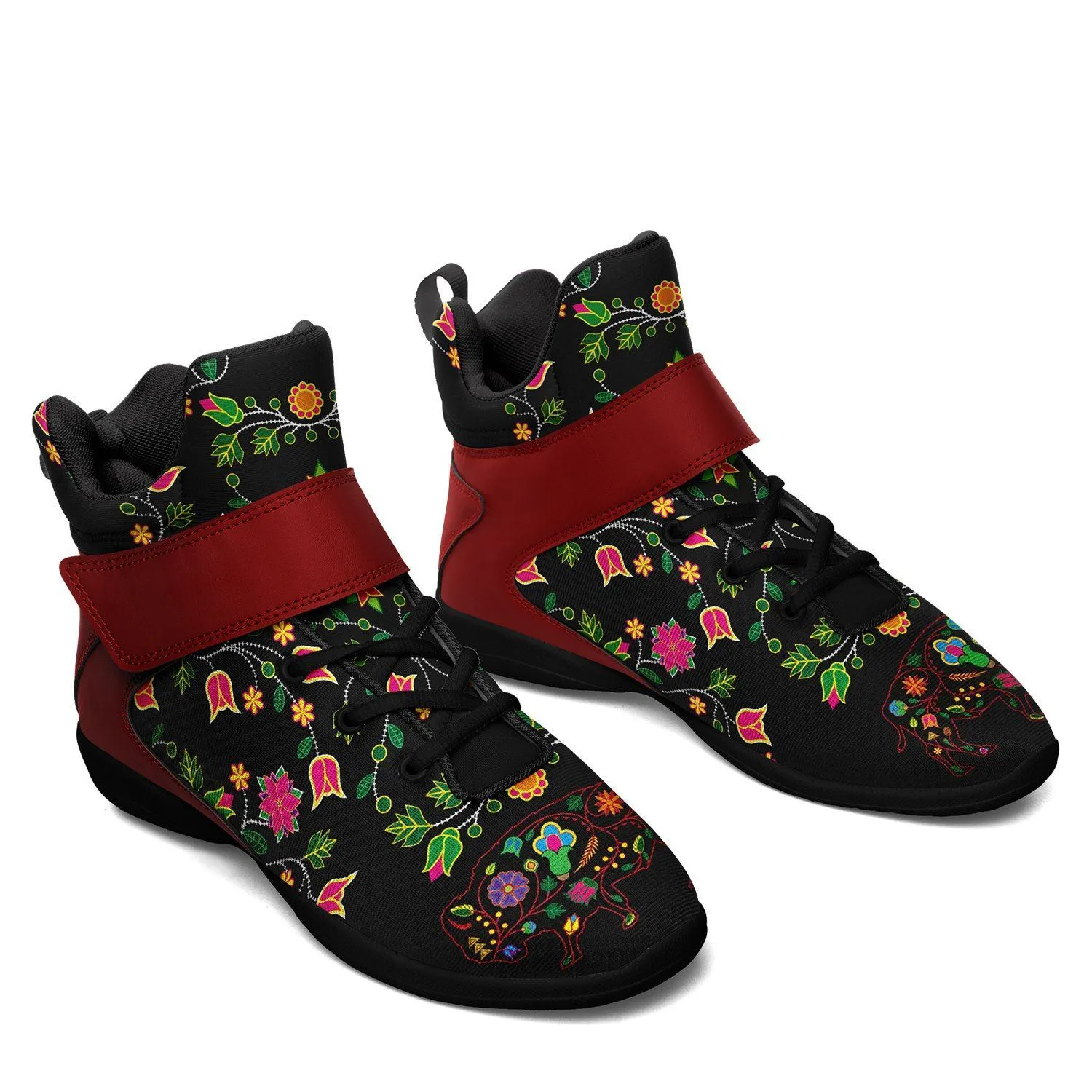 Floral Buffalo Ipottaa Basketball / Sport High Top Shoes - Black Sole