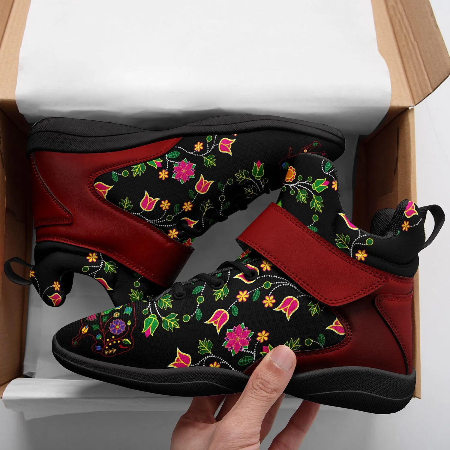 Floral Buffalo Ipottaa Basketball / Sport High Top Shoes - Black Sole