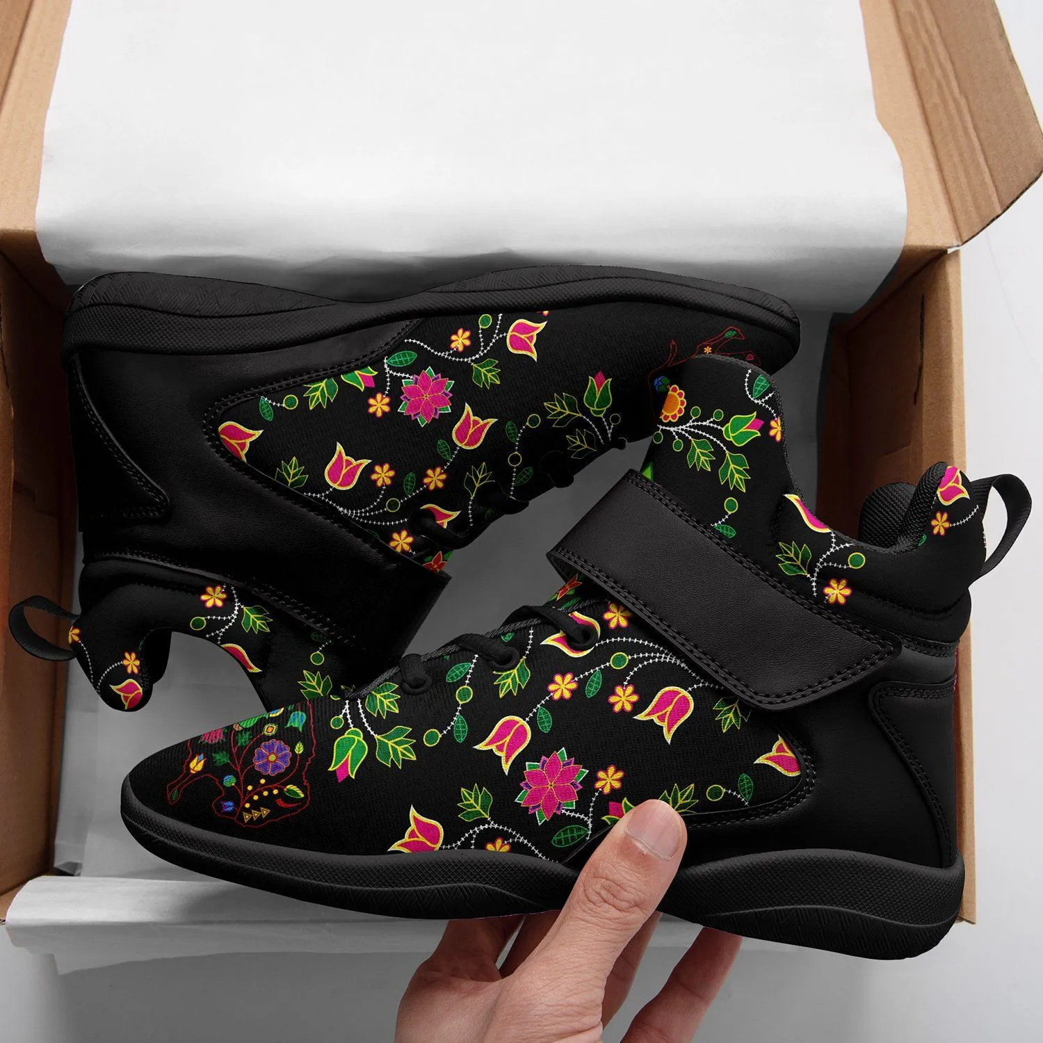 Floral Buffalo Ipottaa Basketball / Sport High Top Shoes - Black Sole