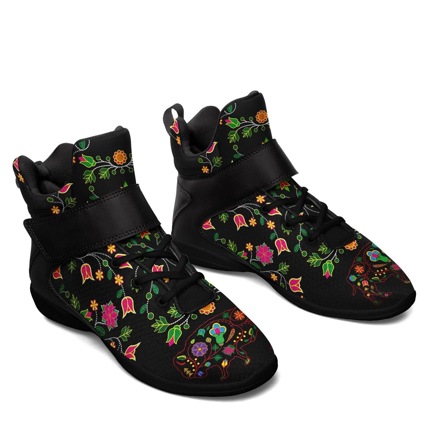 Floral Buffalo Ipottaa Basketball / Sport High Top Shoes - Black Sole