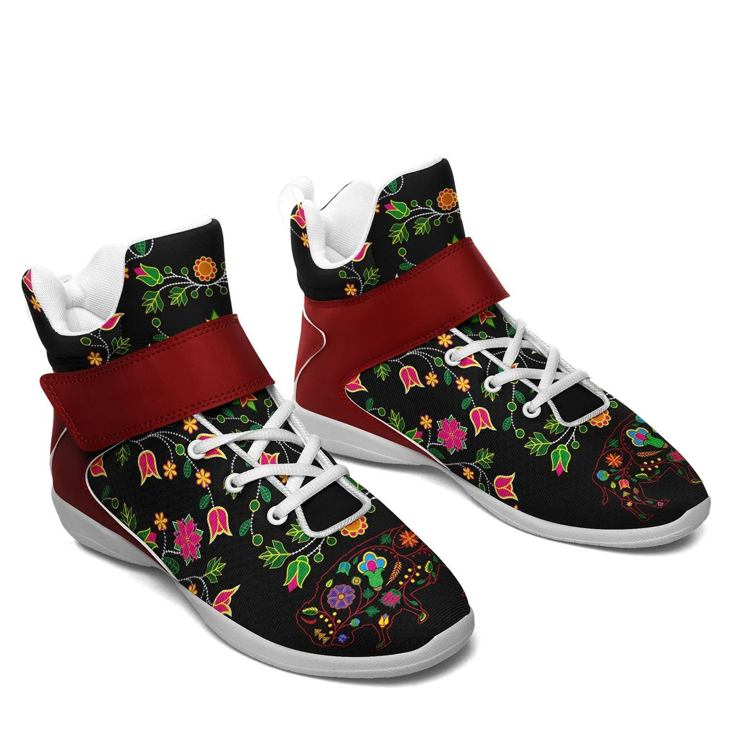 Floral Buffalo Ipottaa Basketball / Sport High Top Shoes - White Sole