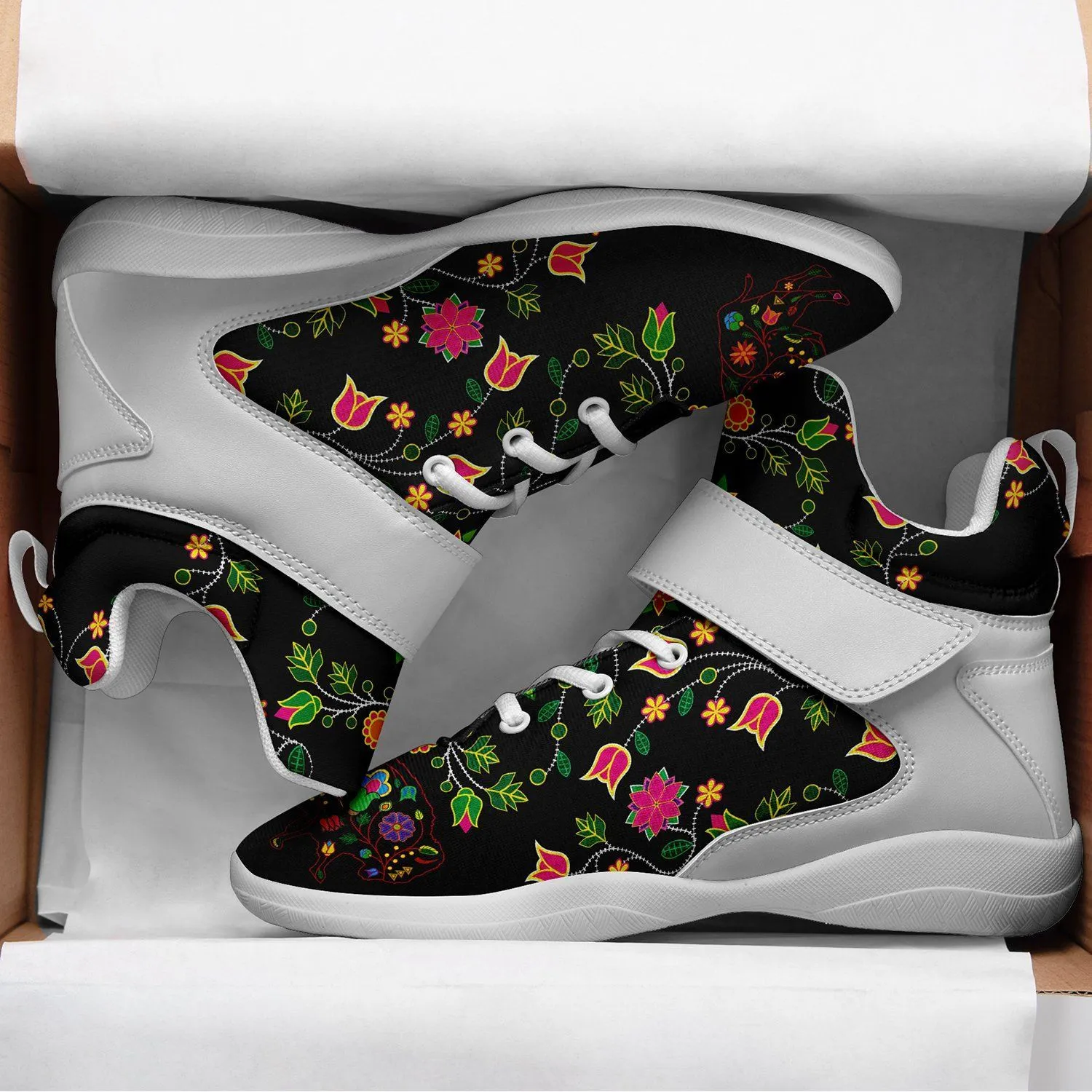 Floral Buffalo Ipottaa Basketball / Sport High Top Shoes - White Sole