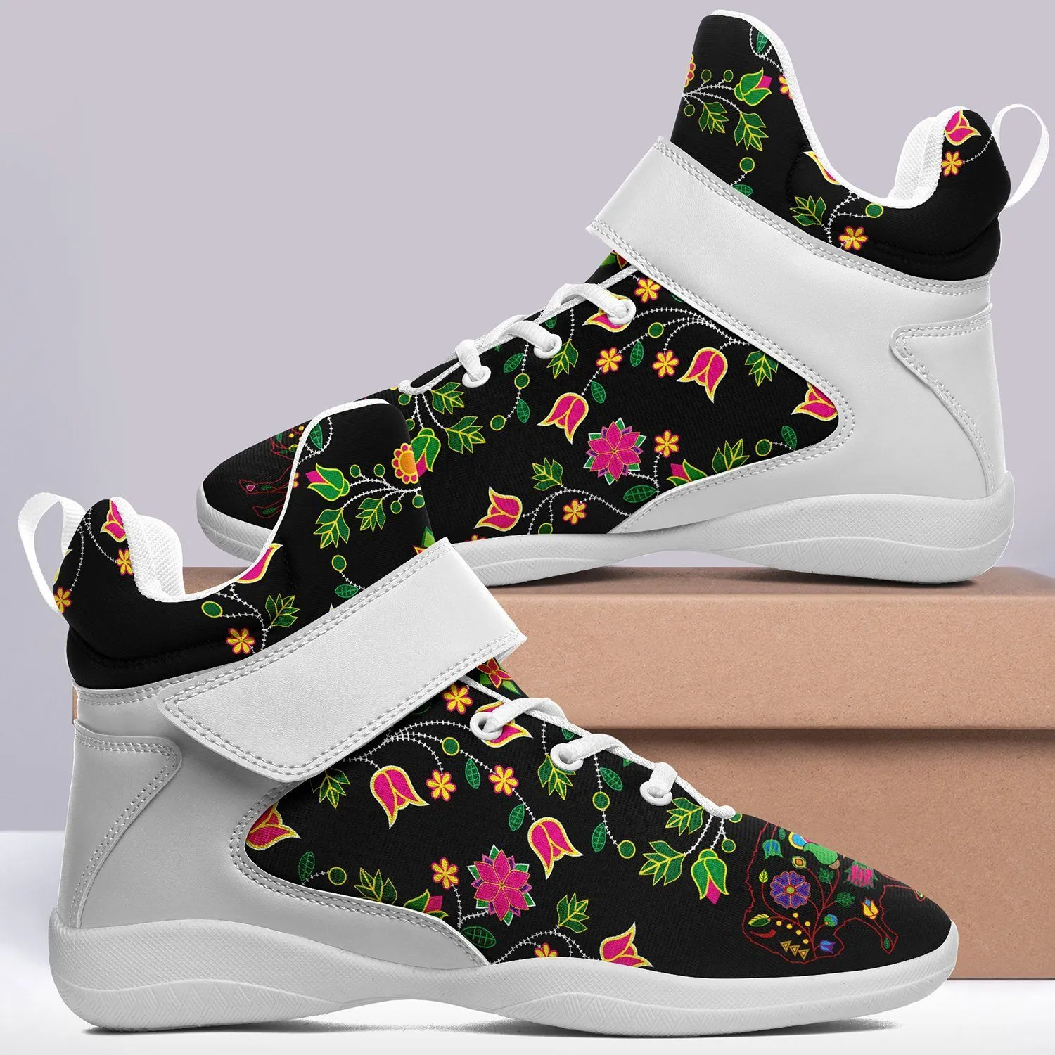 Floral Buffalo Ipottaa Basketball / Sport High Top Shoes - White Sole