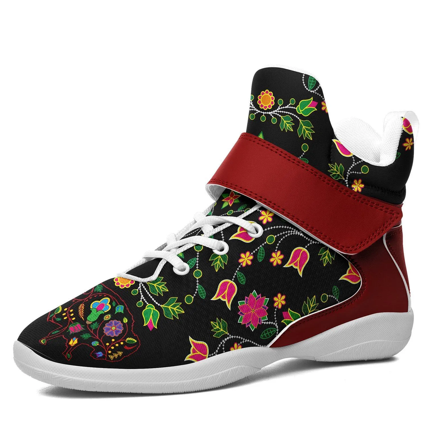 Floral Buffalo Ipottaa Basketball / Sport High Top Shoes - White Sole