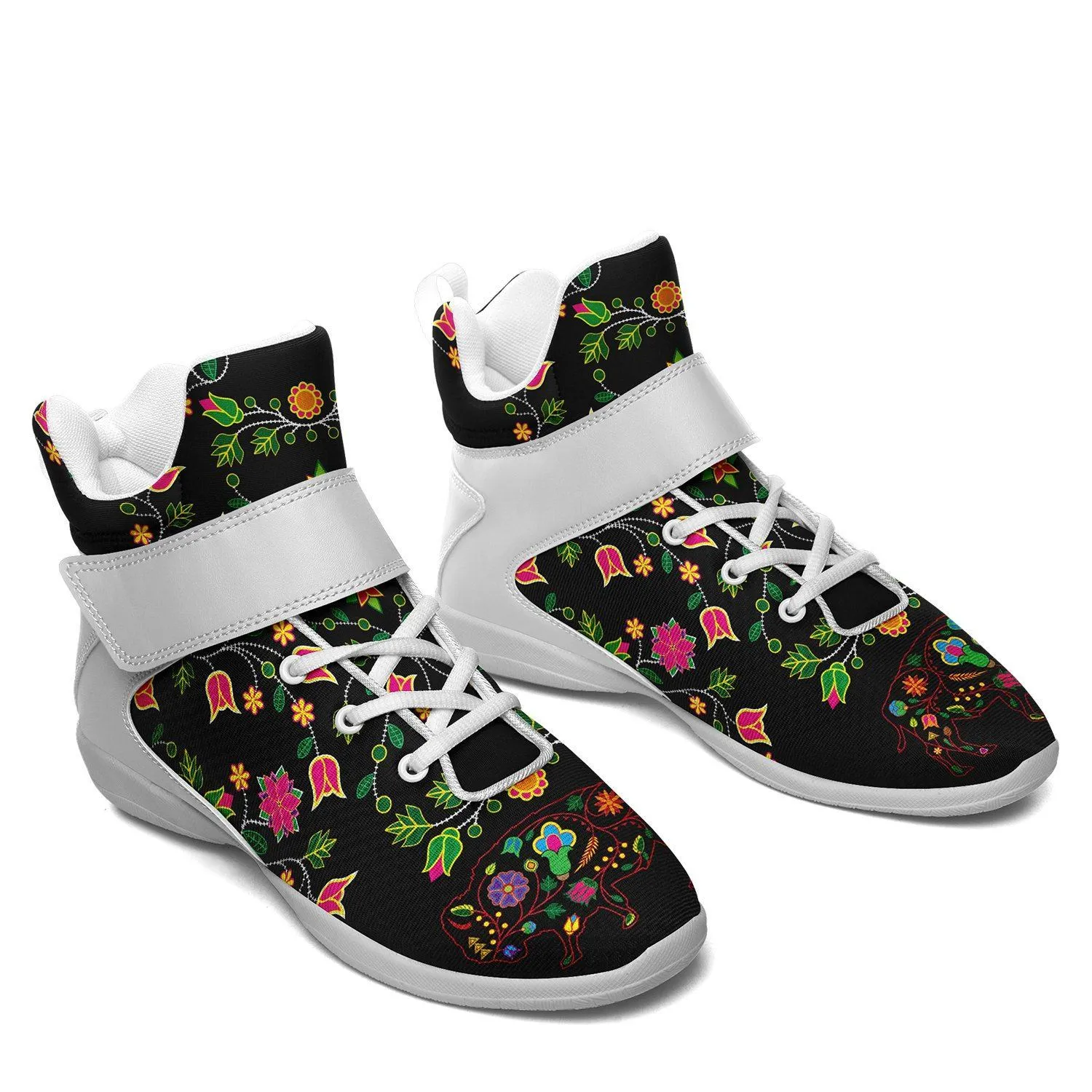 Floral Buffalo Ipottaa Basketball / Sport High Top Shoes - White Sole