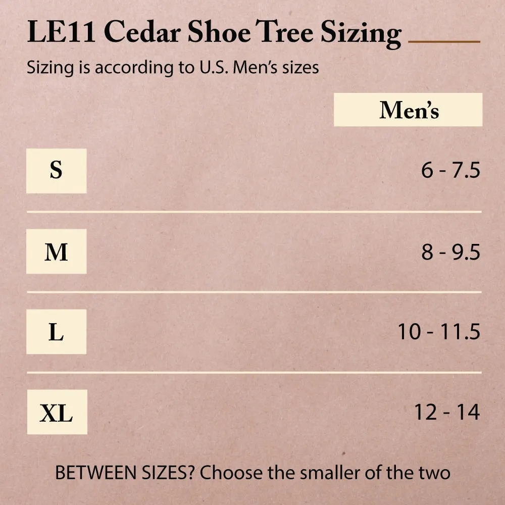 FootFitter Cedar Shoe Tree for Men, Full Toe Block and Wide Hook Heel, Aromatic Shoe Shaper - LE11, 2-Pack