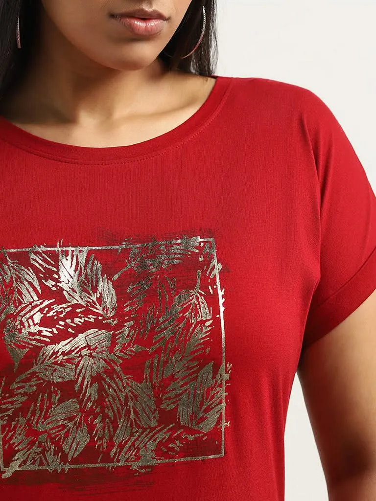 Gia Red Printed T-Shirt