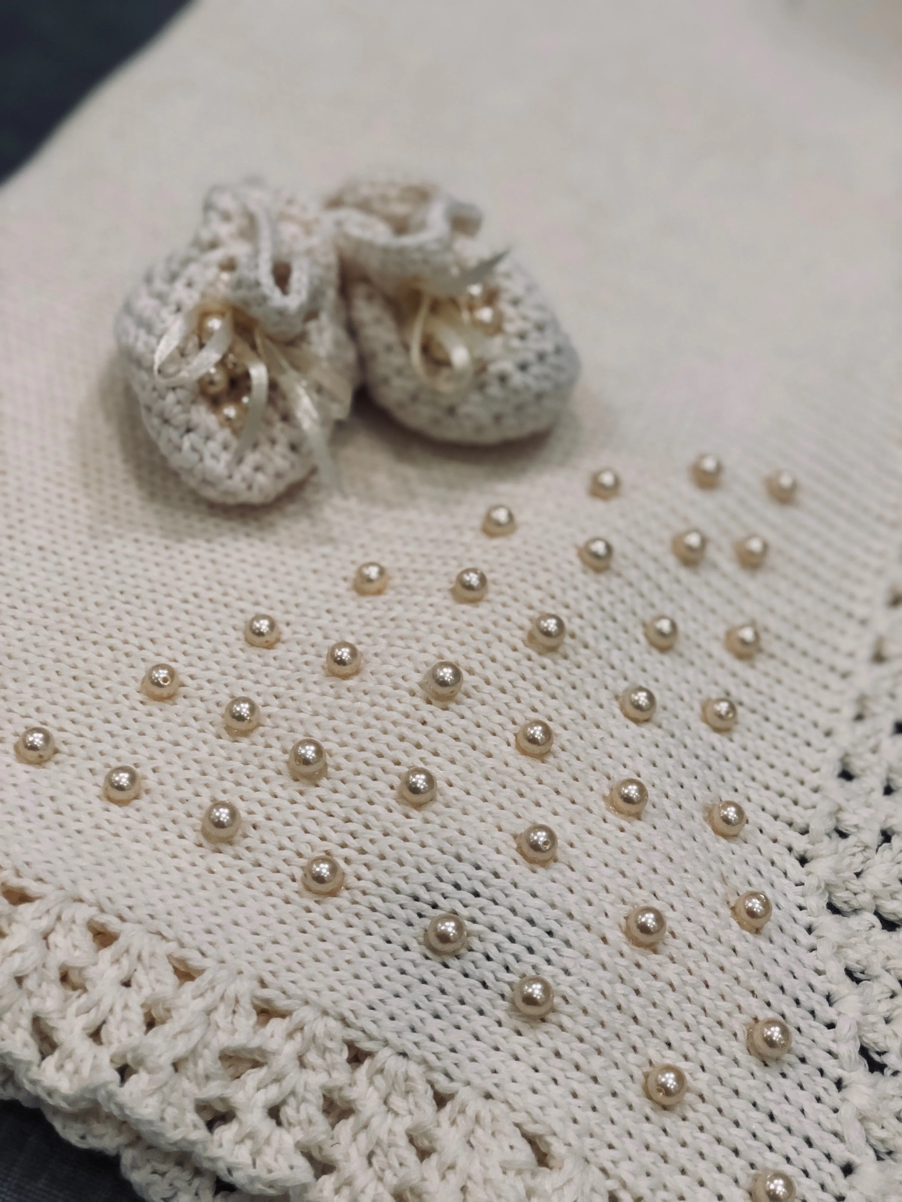 Ivory Pearl Crochet Booties