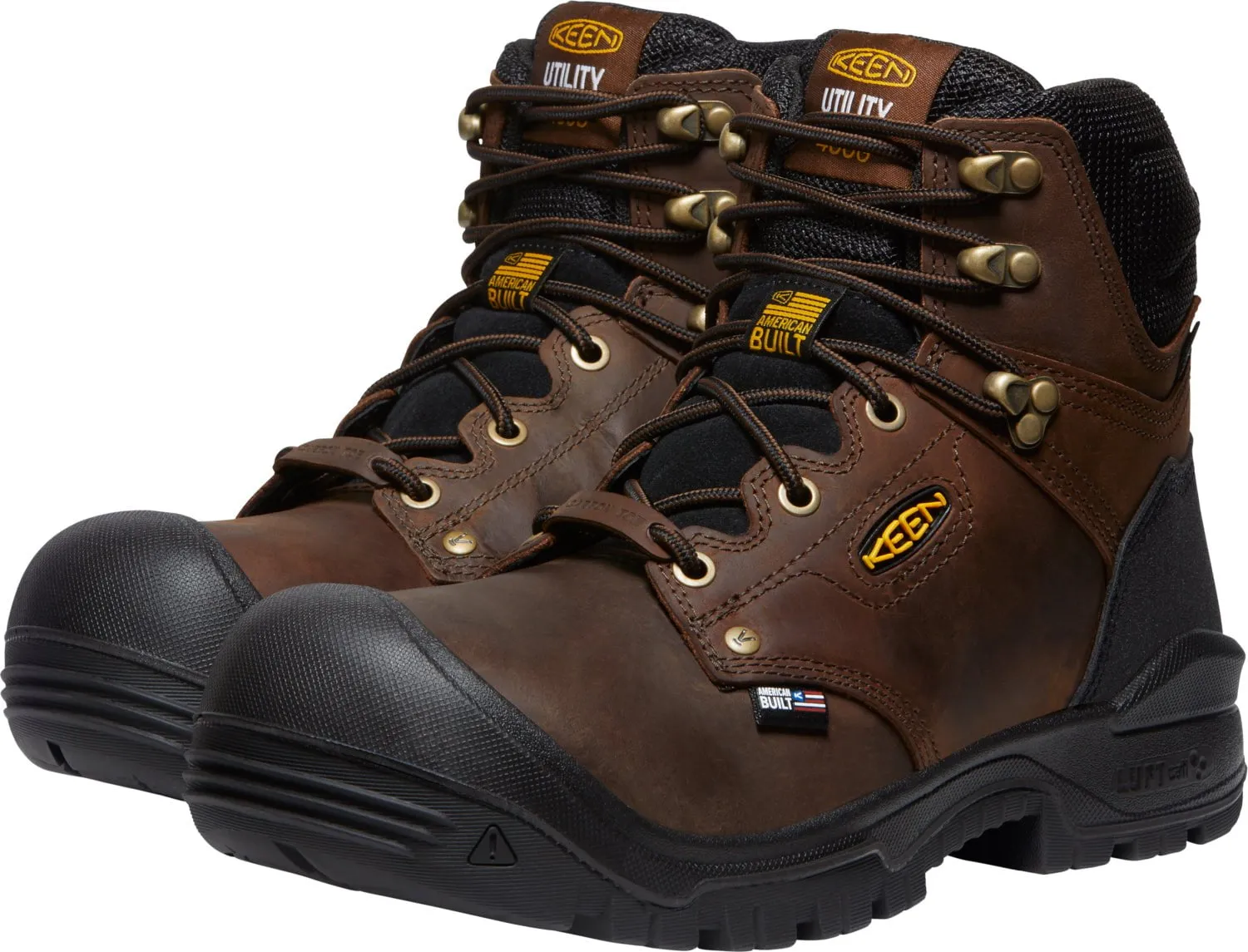 Keen Utility Mens Independence 6in WP 400G CT Dark Earth/Blk Leather Work Boots