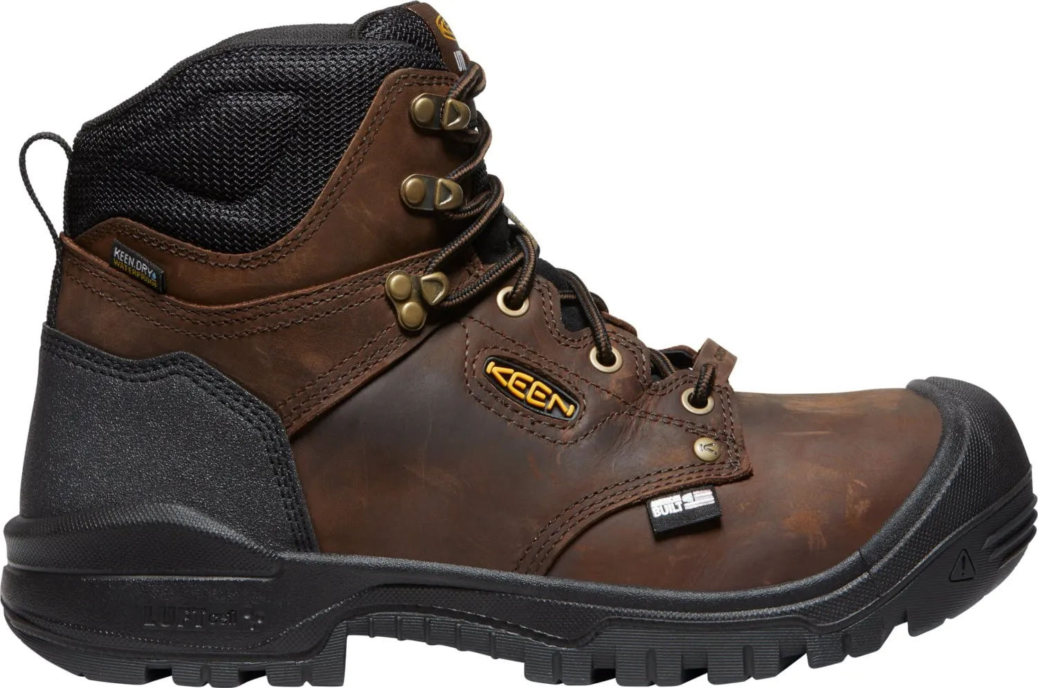 Keen Utility Mens Independence 6in WP 400G CT Dark Earth/Blk Leather Work Boots