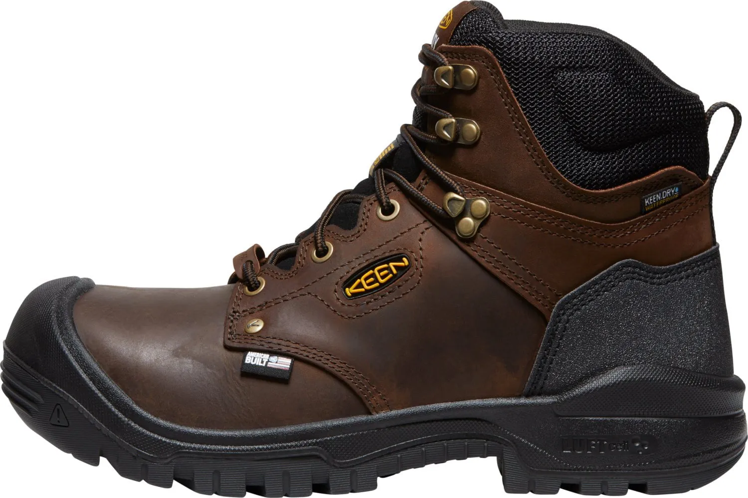 Keen Utility Mens Independence 6in WP 400G CT Dark Earth/Blk Leather Work Boots