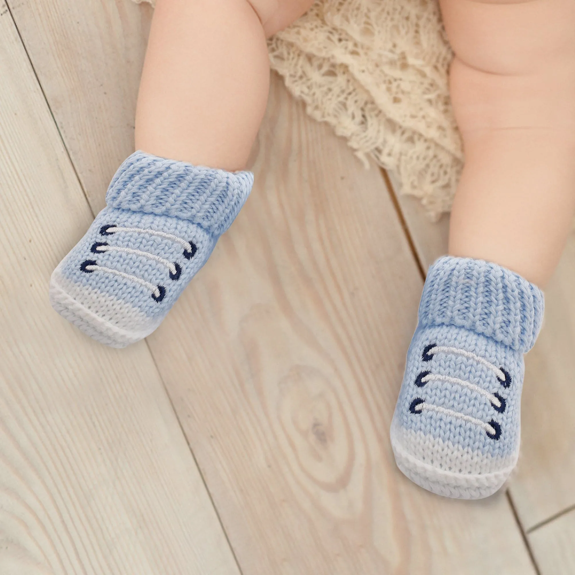 Laces Blue Socks Booties