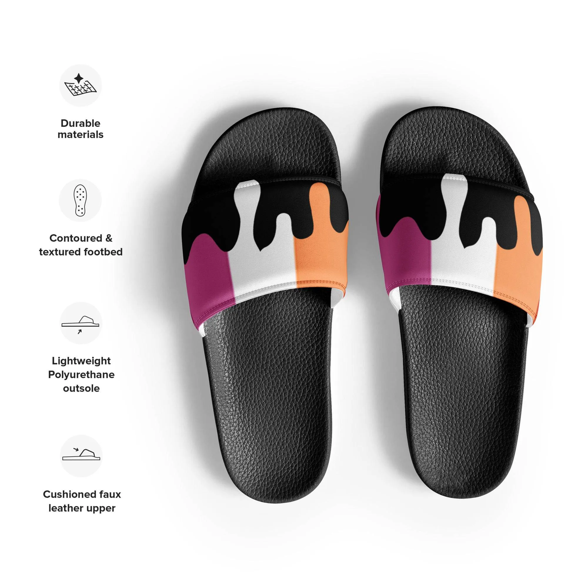 Lesbian Melting Pride Flag Women's Size slides