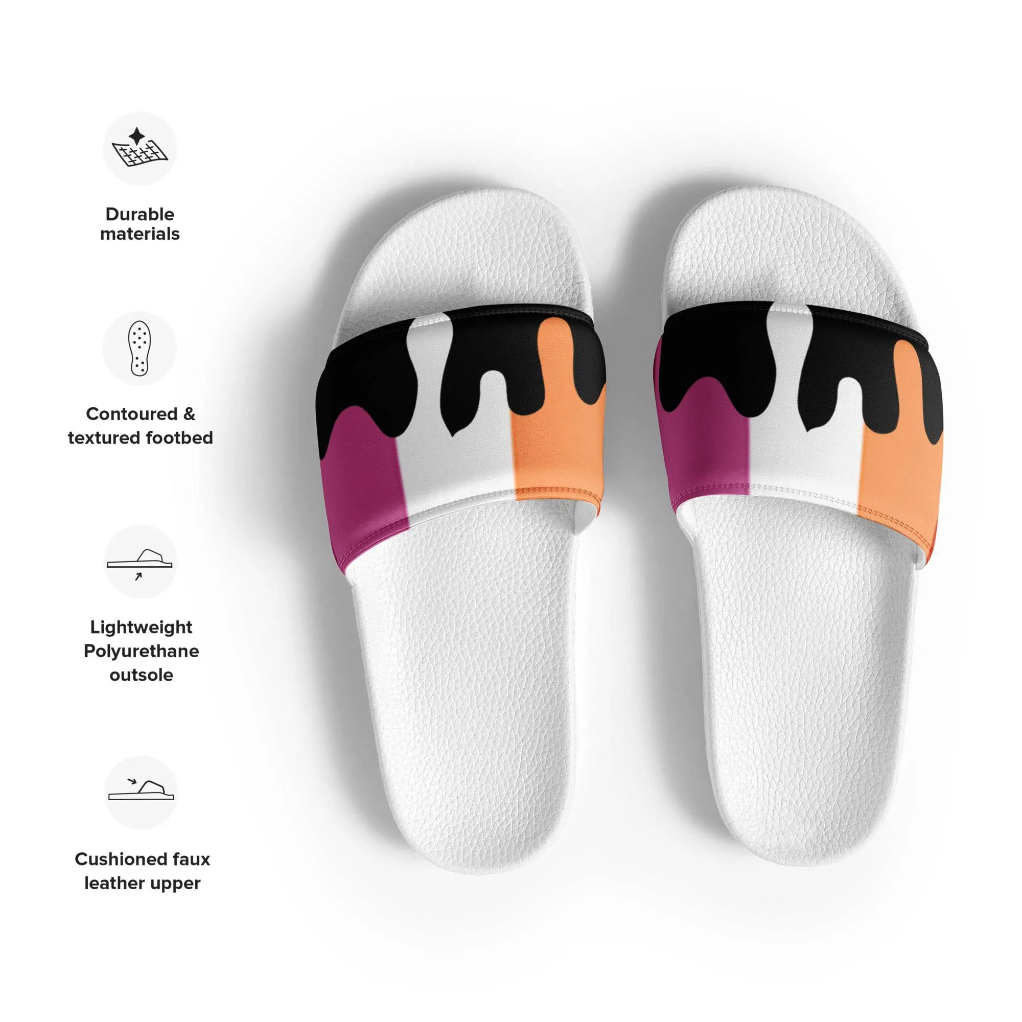 Lesbian Melting Pride Flag Women's Size slides