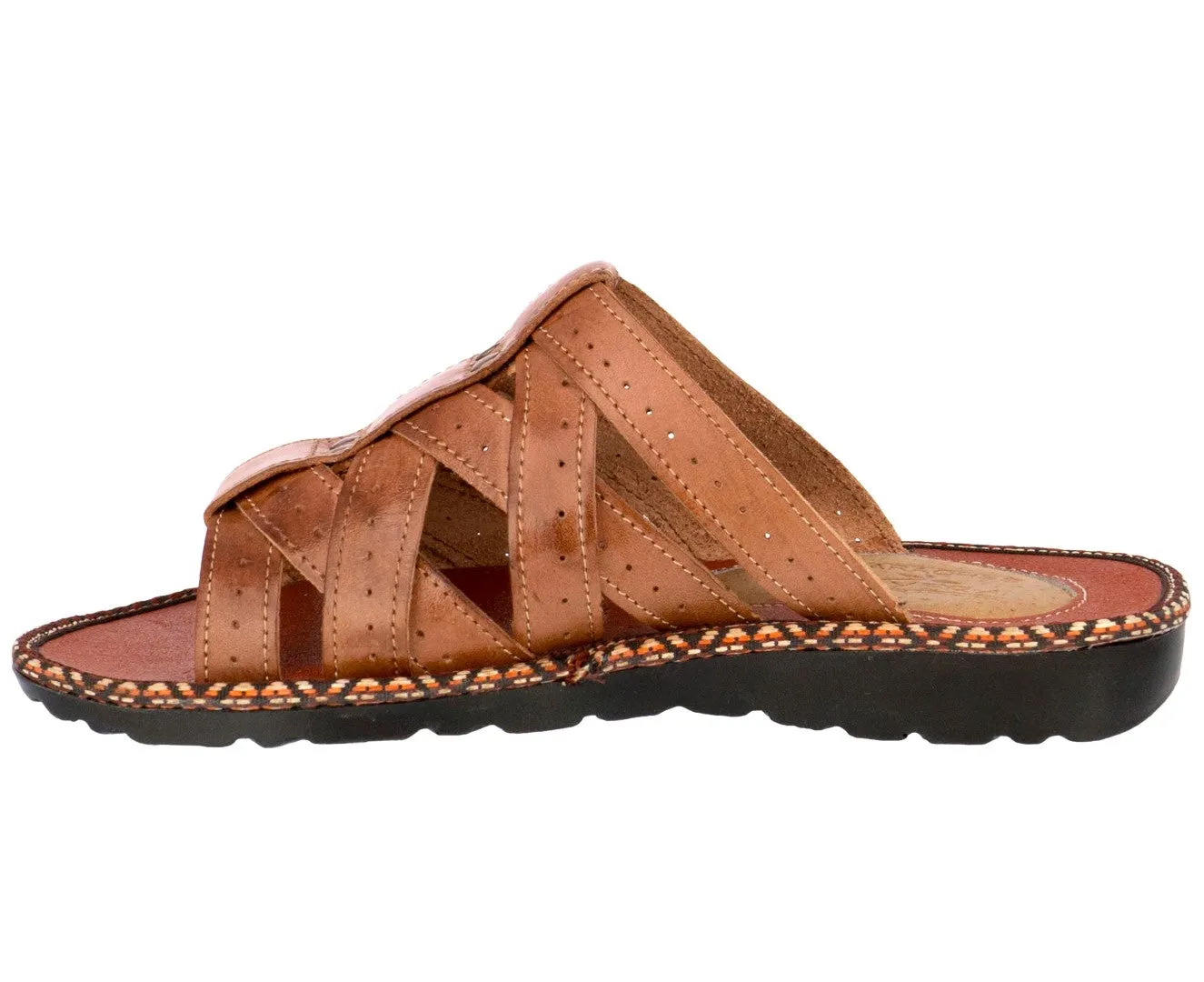 Mens Authentic Huaraches Real Leather Sandals Slides Cognac - #130