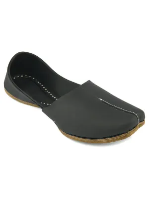 Men's Indian Ethnic Handrafted Black Premium Leather Footwear - Desi Colour