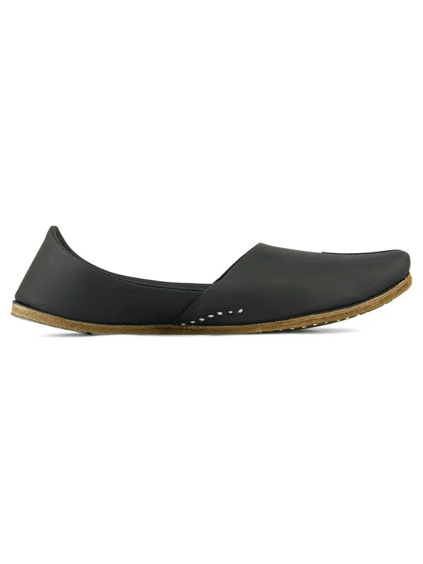 Men's Indian Ethnic Handrafted Black Premium Leather Footwear - Desi Colour