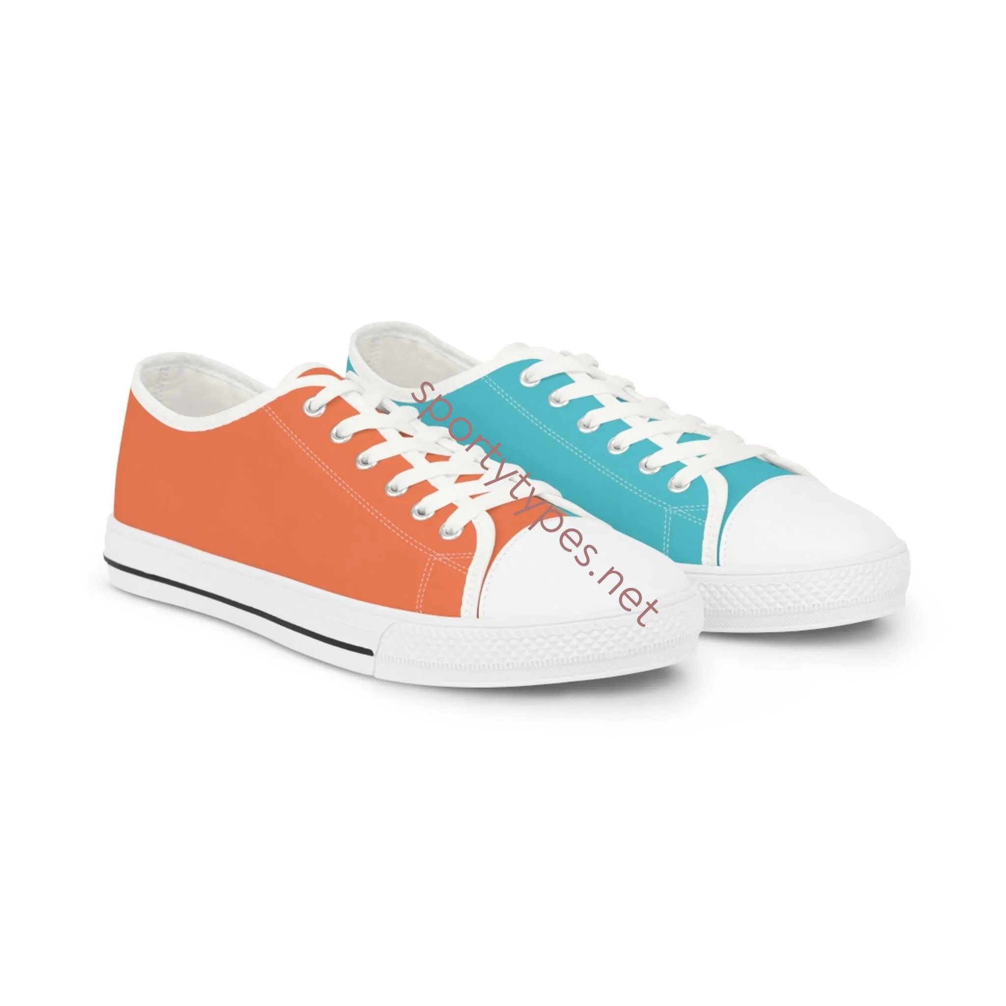 Men's Turquoise & Coral Mismatched Low Top Sneakers