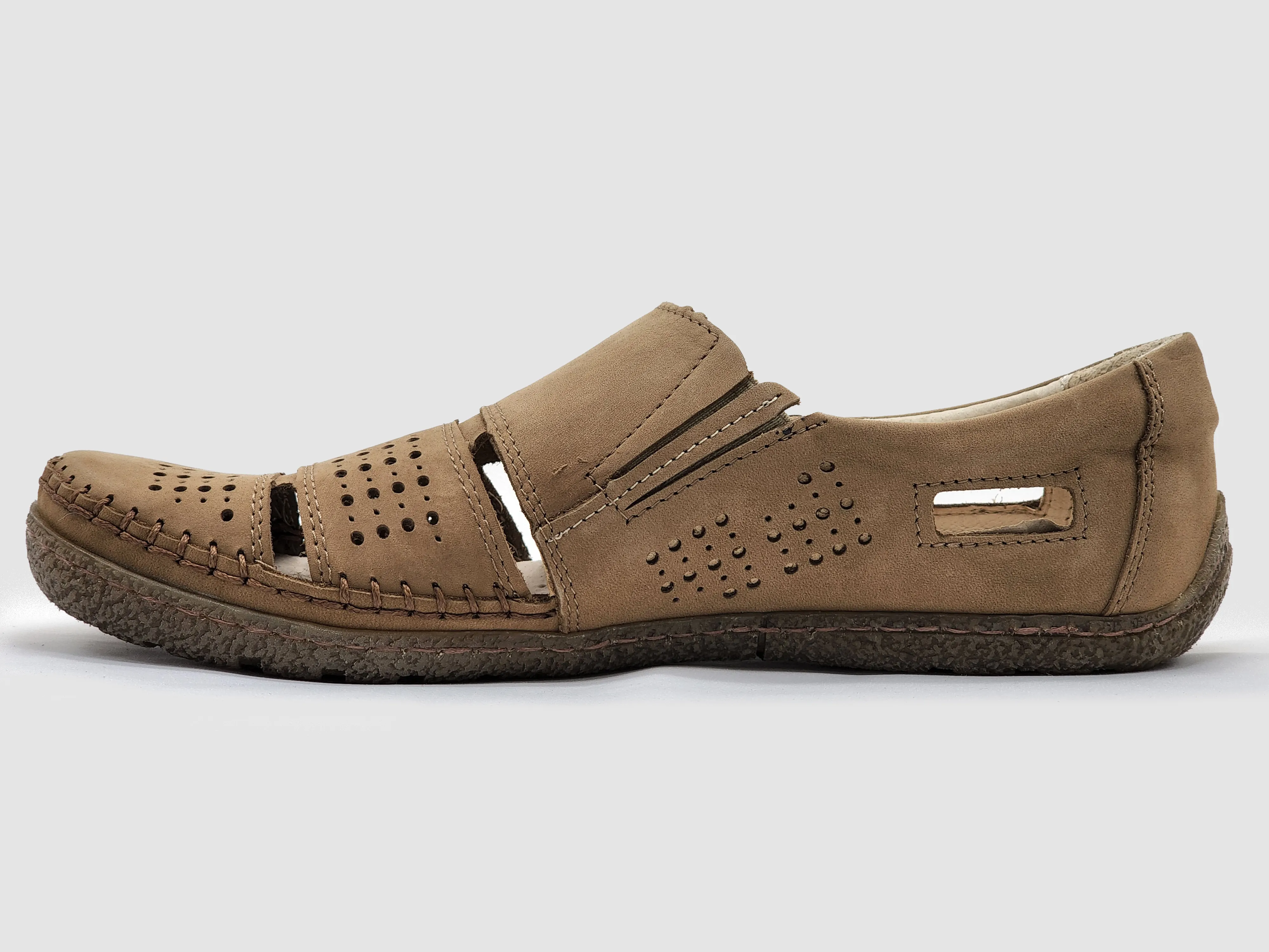 Men's Vacation Leather Sandals - Beige