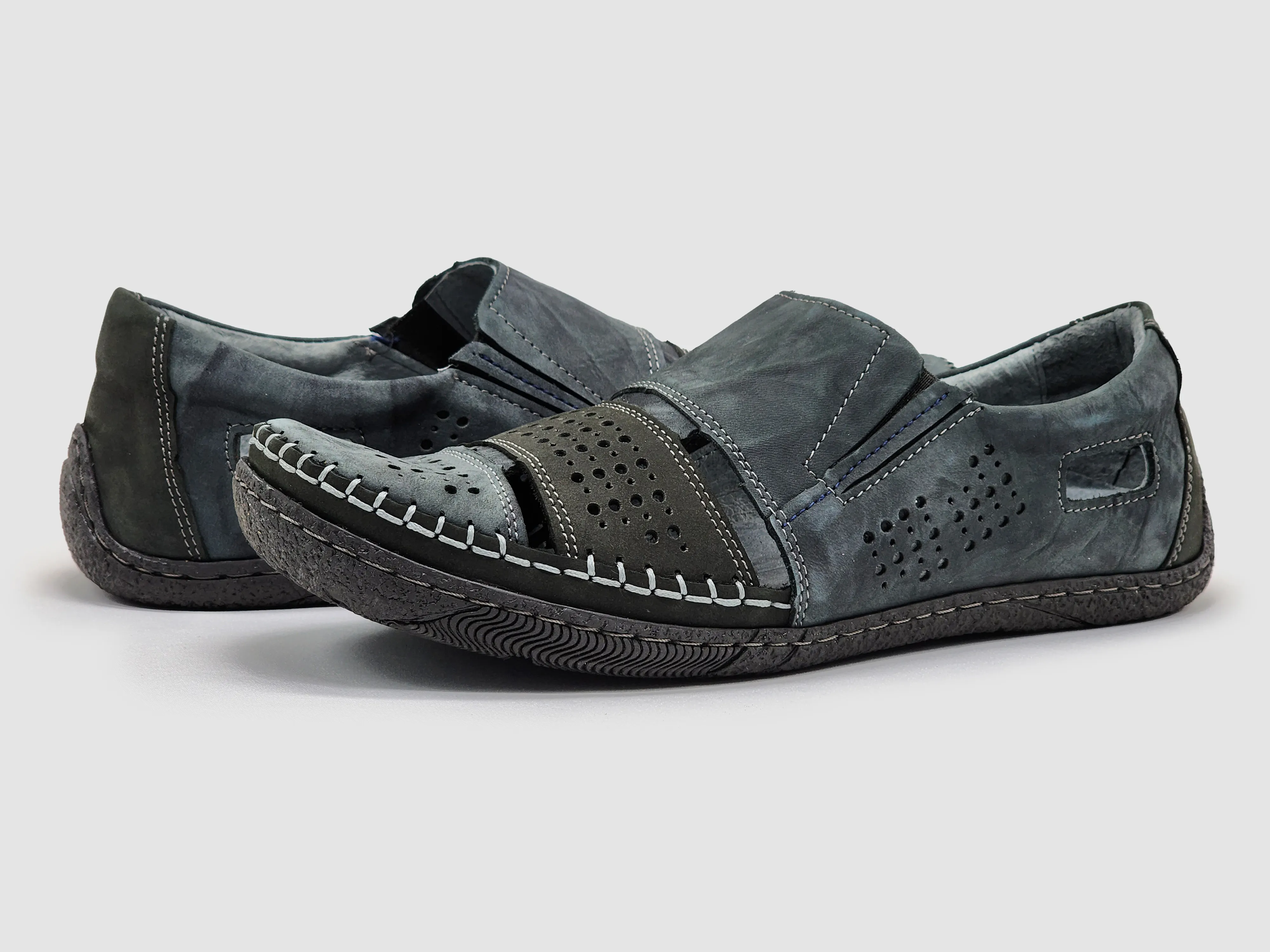 Men's Vacation Leather Sandals - Navy